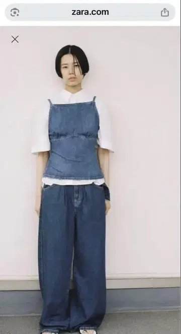 데님 슬리브리스 뷔스티에