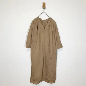 쇼콜라 피네 로브 [F] 셔츠 원피스 브라운 스탠드 카라 V 넥