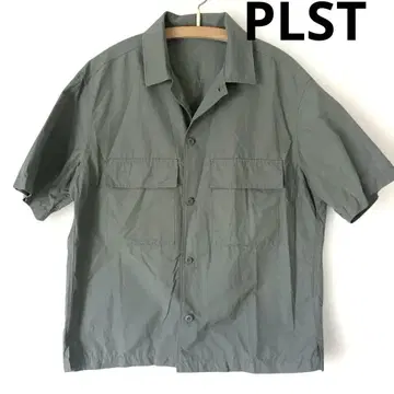 PLST 플라스테 나일론 카키 반팔 셔츠 M