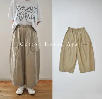 새상품급 Cotton House Aya 코튼 린넨 와이드 벌룬 팬츠