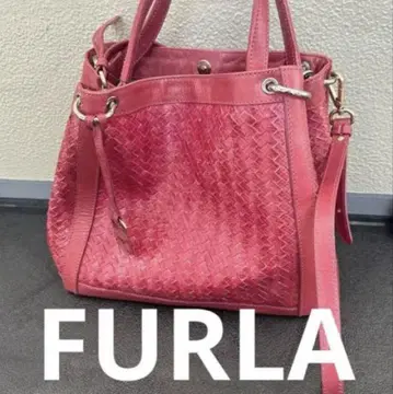 FURLA 훌라 뜨개질 가죽 2way 백 핑크 A4 가능 새상품급