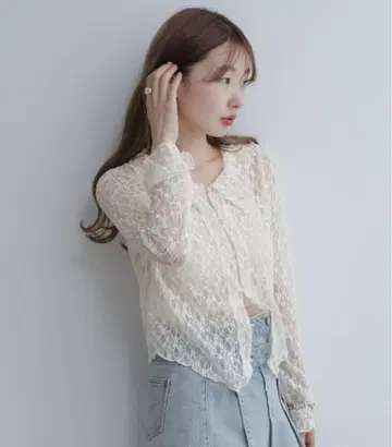 Kastane 아이보리 카라 레이스 풀오버 S 사이즈