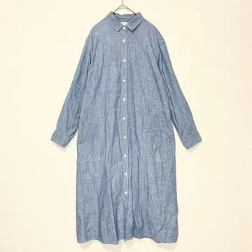 무인양품 MUJI 긴팔 셔츠 원피스/포켓 있음 레귤러 카라 무지