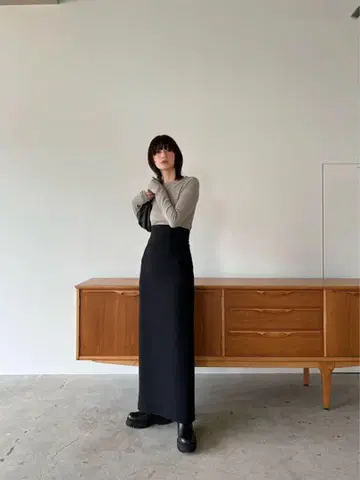 클라네 CLANE HIGH WAIST STRAIGHT MAXI SKIRT