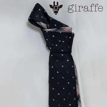 지라프 giraffe 넥타이 리버서블 2way 실크 네이비 그레이