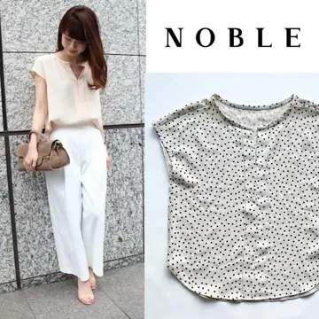 noble 돌먼 스키퍼 프렌치 슬리브 블라우스 도트 정가 14300엔