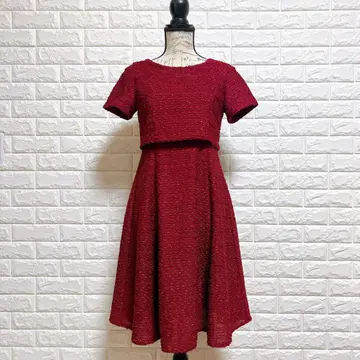 새상품급 에이미펄바이파우더슈가 빨간색 드레스 M 트위드 체형 커버