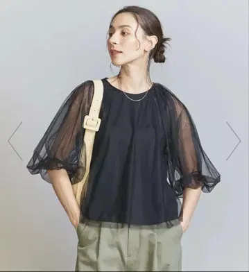 뷰티&유스 튤 레이어드 5부 소매 풀오버 워셔블