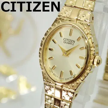 정상 작동 CITIZEN 여성용 손목시계 골드 새 배터리 쿼츠