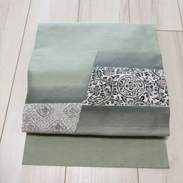 순수 실크 나고야 오비 오타이코 패턴 꽃+덩굴 패턴 명주