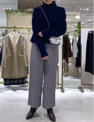 Loungedress 그레이 와이드 팬츠 하이 웨스트