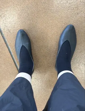 펌프스 천연 가죽 로우힐 에마 일본제 25cm 블랙