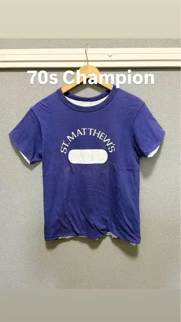70s chanpion 더블 페이스 낡은 티셔츠 풋볼 T