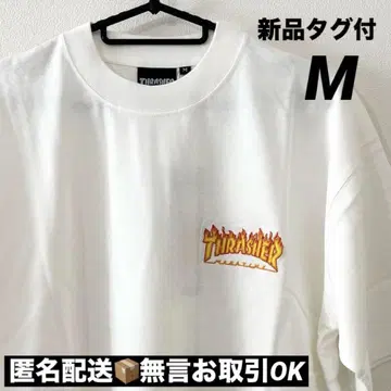 새상품 THRASHER 반팔 티셔츠 루즈 실루엣 자수 디자인