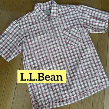 L.L.Bean 시어서커 체크 하프 지퍼 셔츠 L 사이즈
