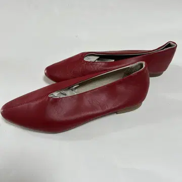 펌프스 천연 가죽 로우 힐 에마 일본제 24cm 빨간색