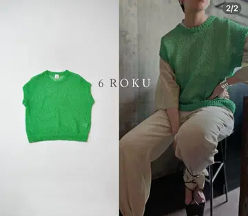 6(ROKU) RAYON NYLON BRIGHT MESH 니트 베스트
