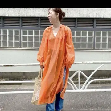 SHENERY 시너리 코튼 시어 원피스 오렌지 레이어드