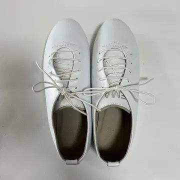 끈 신발 천연 가죽 로우 힐 에마 일본제 23.5cm 화이트