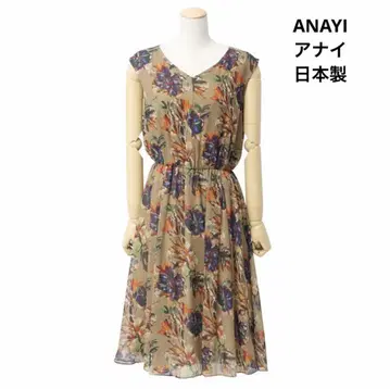 새상품급! 아나이 ANAYI 슬리브리스 꽃무늬 실크 쉬폰 원피스