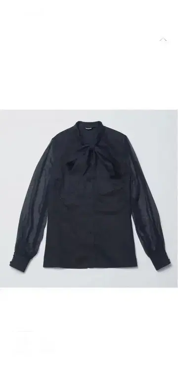 MINEDENIM BLK 데님 쉬폰 리본 블라우스