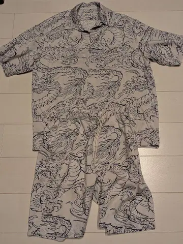Schott 하와이안 셔츠 드래곤 WHITE 셋업 L 사이즈