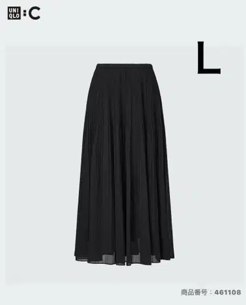 유니클로 쉬폰 플리츠 스커트 블랙 L