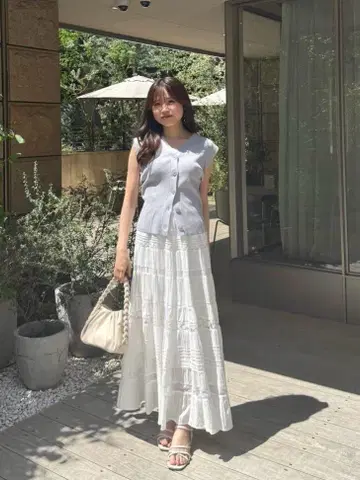 코코딜 택 포함 새상품 레이스 절개 티어드 스커트