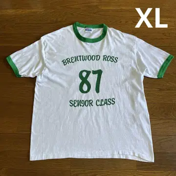 80s USA제 Hanes 링거 티셔츠 XL 화이트 그린 Class