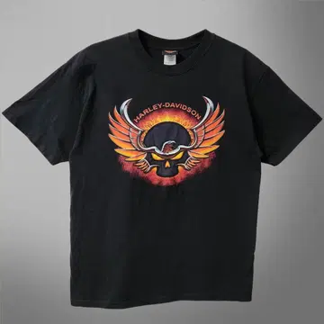 00년대 HARLEY DAVIDSON 프레임 스컬 이글 티셔츠 L