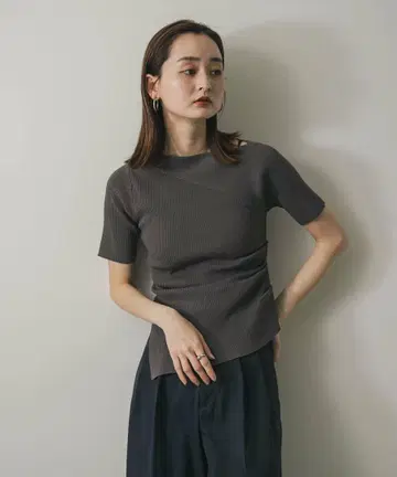 언밸런스넥 스웨터 (반팔)