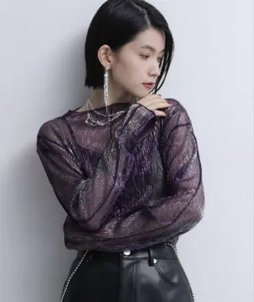 HARE 디자인 라메 시어 탑 퍼플