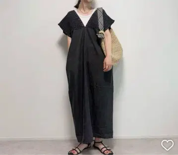 새상품 시마무라 데님 셔링 원피스 블랙 L