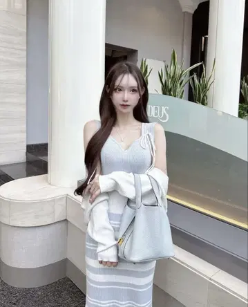 lumignon Riobon border nermaid dress 블루