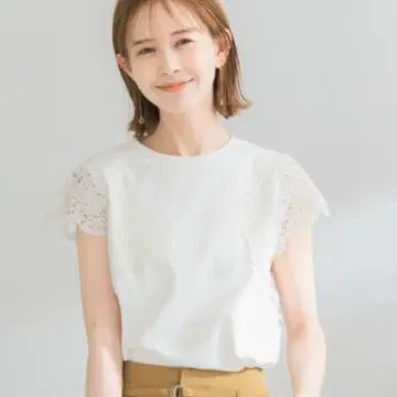ROSSO 레이스 프렌치 슬리브 풀오버 화이트 프리 사이즈
