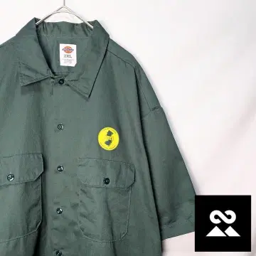 Dickies USA 워크 셔츠 기업 로고 NJTA 다크 그린