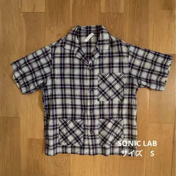 소닉 러브 SONIC LAB 체크 무늬 반팔 셔츠 S 사이즈