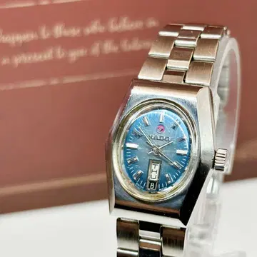 작동 RADO 라도 블루 다이얼 오토매틱 데이트 트라이던트 실버