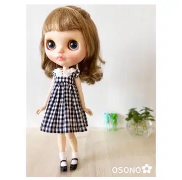 브라이스용 카라 부착 체크 드레스 브라이스 아웃핏