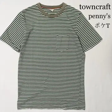 TOWNCRAFT pennys 보더 티셔츠 포켓 티 링거 티셔츠