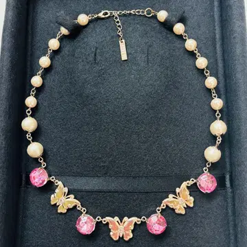 ANNA SUI 목걸이 나비 펄 비쥬 핑크