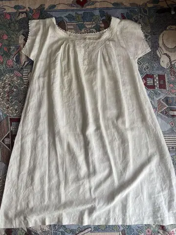 Ivory Linen Peasant Dress