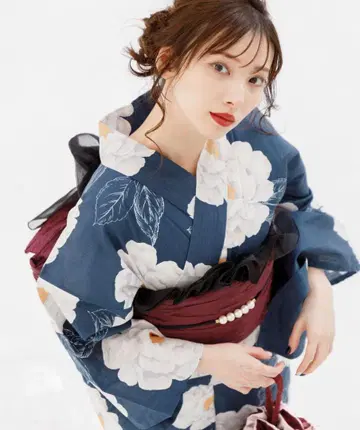 Dita 시원한 바람의 남색 모란 유카타 풀세트 9