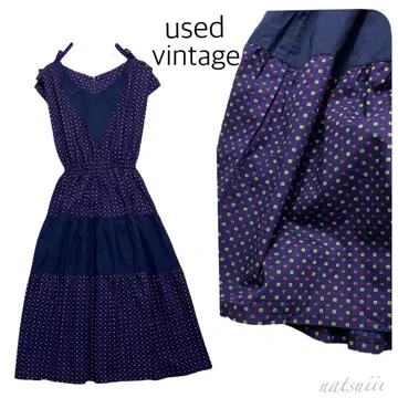 used vintage. 도트 빈티지 플레어 원피스
