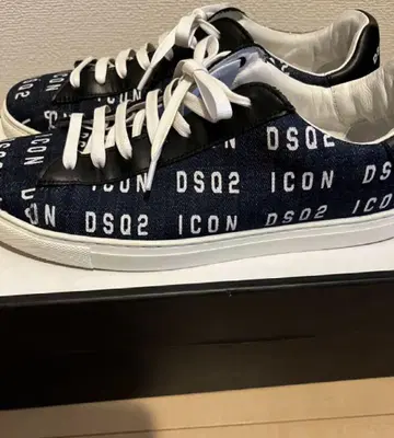 DSQUARED2 ICON 네이비 데님 패턴 스니커즈