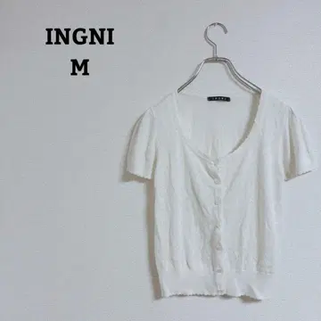잉그 가디건 겉옷 U넥 반팔 하드 패턴 버튼 얇은 소재 M