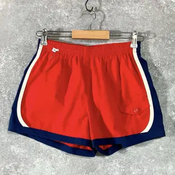 70~80년대 HANGTEN 숏 팬츠 레드 로고 자수 허리밴딩