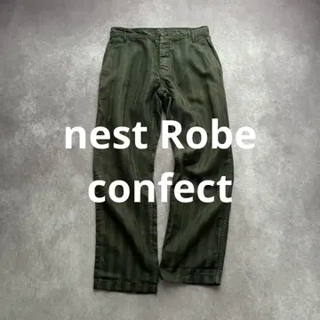 네스트로브 컨팩트 코튼 린넨 섀도우 스트라이프 팬츠 면 린넨 그린 L