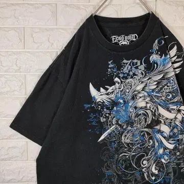 ECKO UNLTD 티셔츠 US 구제 의류 그래픽 앞뒤 Y2K 블랙 L