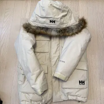 Helly Hansen 후드 퍼 화이트 다운 자켓